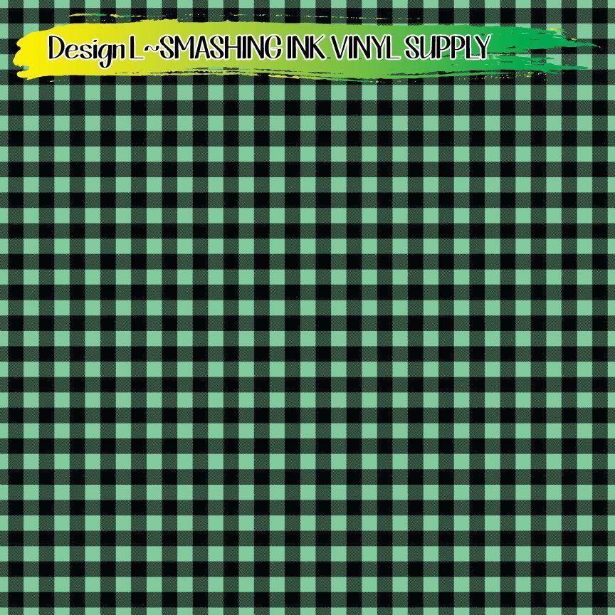 Mint Buffalo Plaid ★ Printed Vinyl Sheets | Faux Leather | Laser Safe