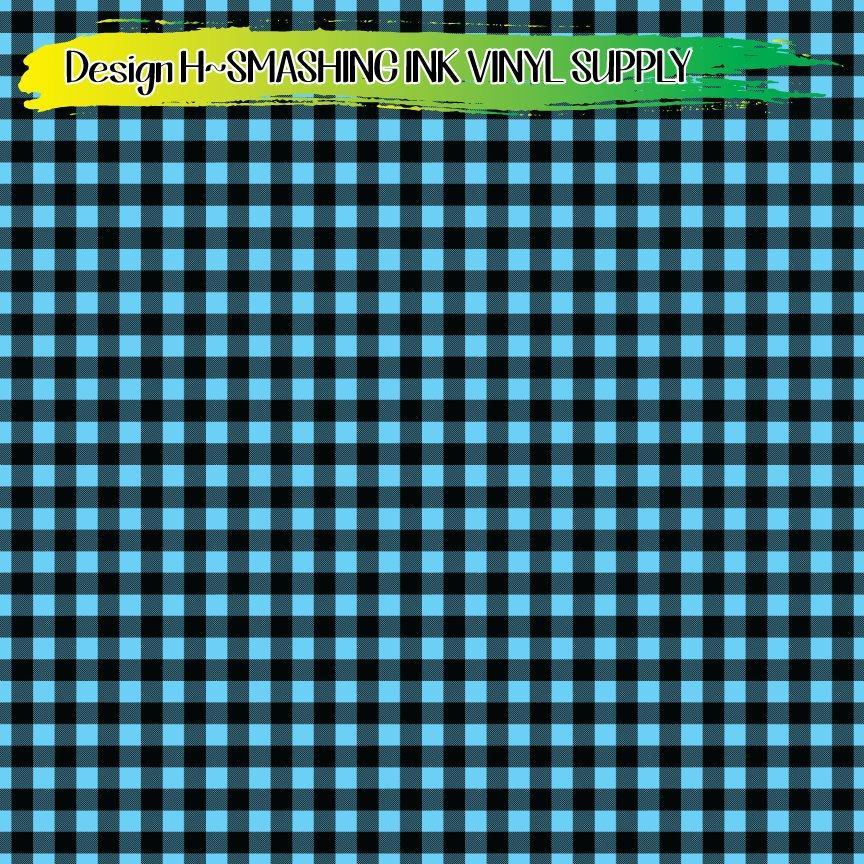 Light Blue Buffalo Plaid ★ Printed Vinyl Sheets | Faux Leather | Laser Safe