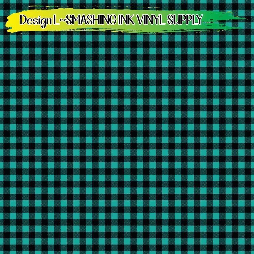 Teal Buffalo Plaid ★ Printed Vinyl Sheets | Faux Leather | Laser Safe
