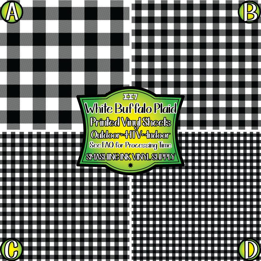 White Buffalo Plaid ★ Printed Vinyl Sheets | Faux Leather | Laser Safe