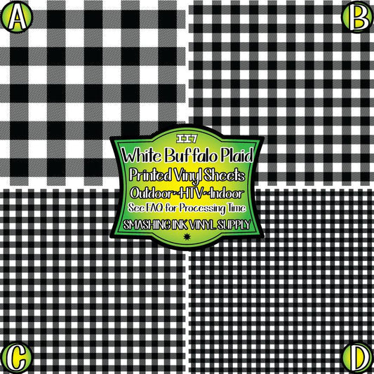 White Buffalo Plaid ★ Pattern Vinyl | Faux Leather | Sublimation (TAT 3 BUS DAYS)