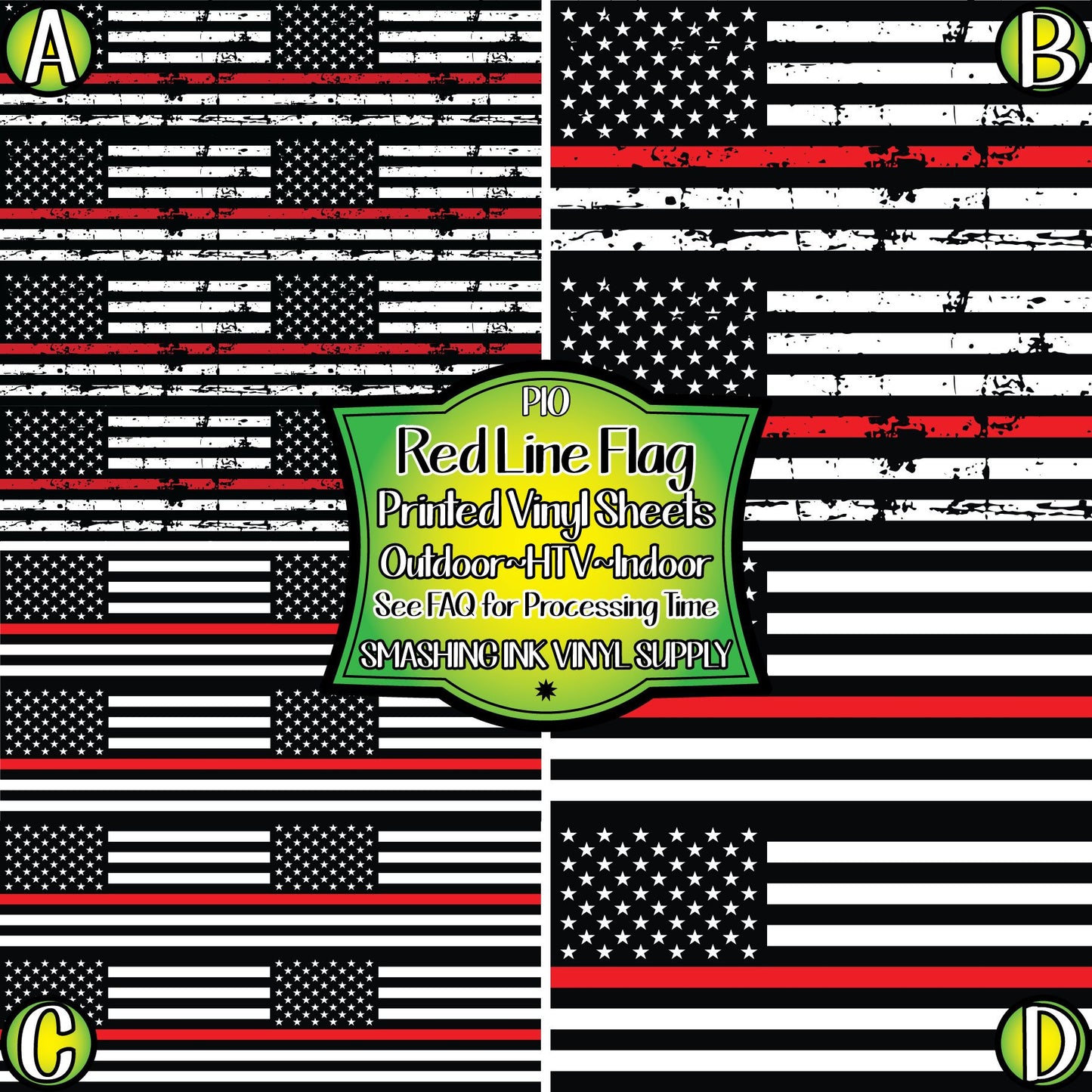 Firefighter Red Line Flag ★ Printed Vinyl Sheets | Faux Leather | Laser Safe