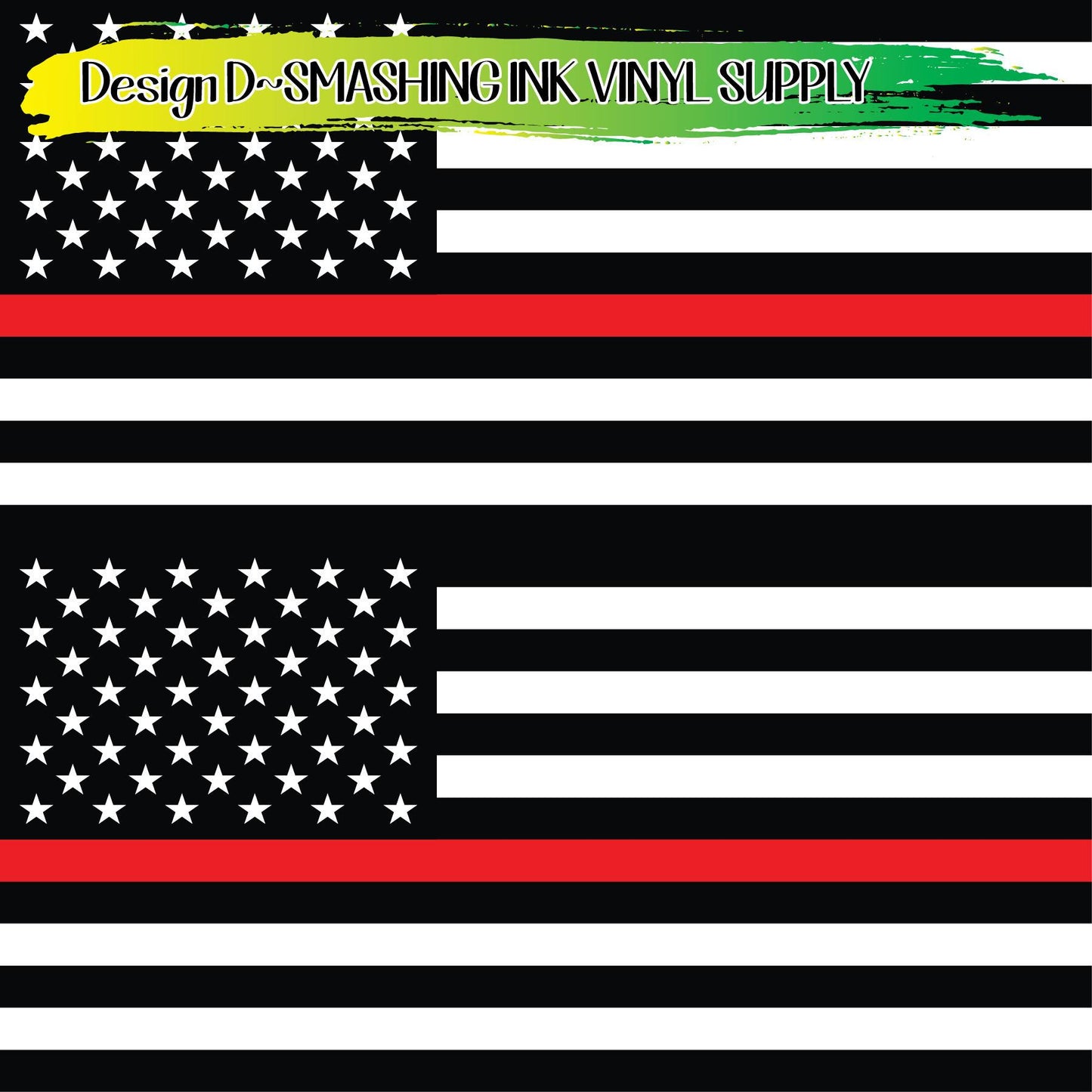 Firefighter Red Line Flag ★ Printed Vinyl Sheets | Faux Leather | Laser Safe