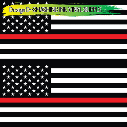 Firefighter Red Line Flag ★ Pattern Vinyl | Faux Leather | Sublimation (TAT 3 BUS DAYS)