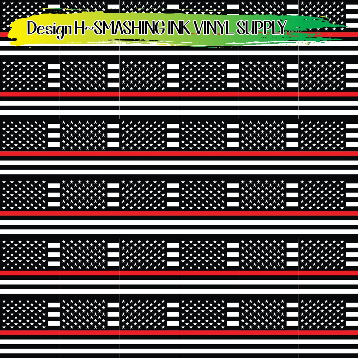 Firefighter Red Line Flag ★ Printed Vinyl Sheets | Faux Leather | Laser Safe