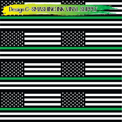 Green Line Support Flag ★ Pattern Vinyl | Faux Leather | Sublimation (TAT 3 BUS DAYS)