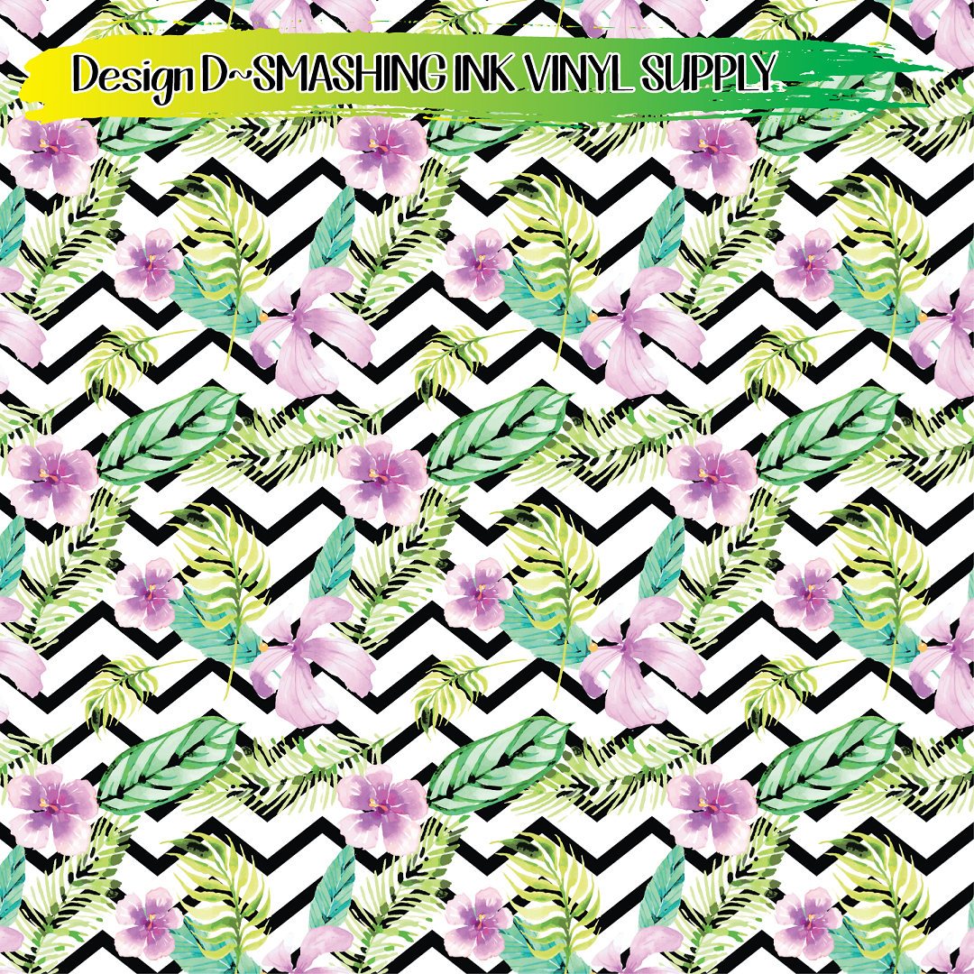 Floral Zig Zag ★ Printed Vinyl Sheets | Faux Leather | Laser Safe
