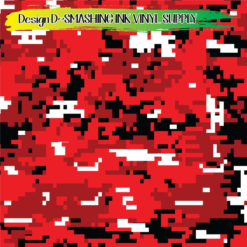 Red Black Camo ★ Printed Sheets | Faux Leather | Laser Safe