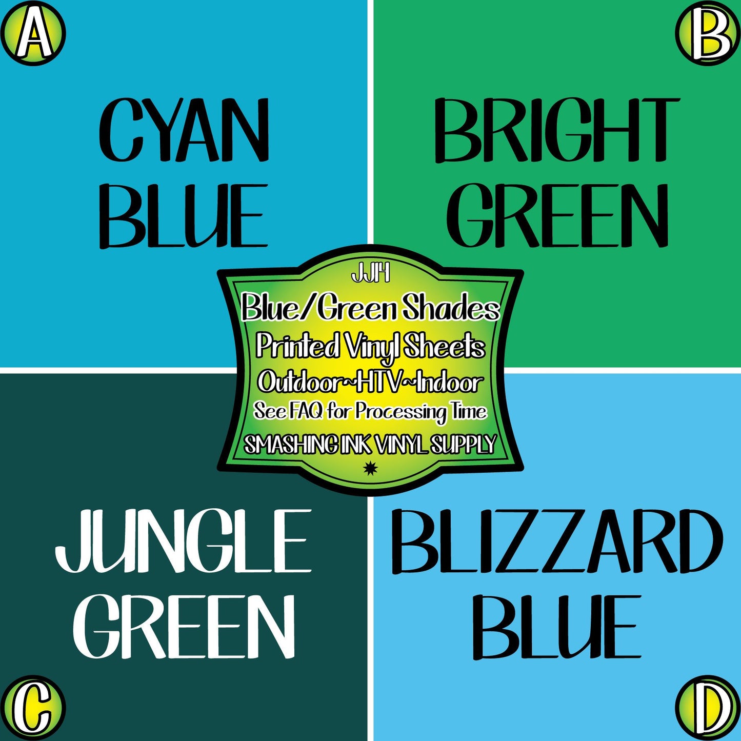 Blue Green Shades ★ Printed Vinyl Sheets | Faux Leather | Laser Safe