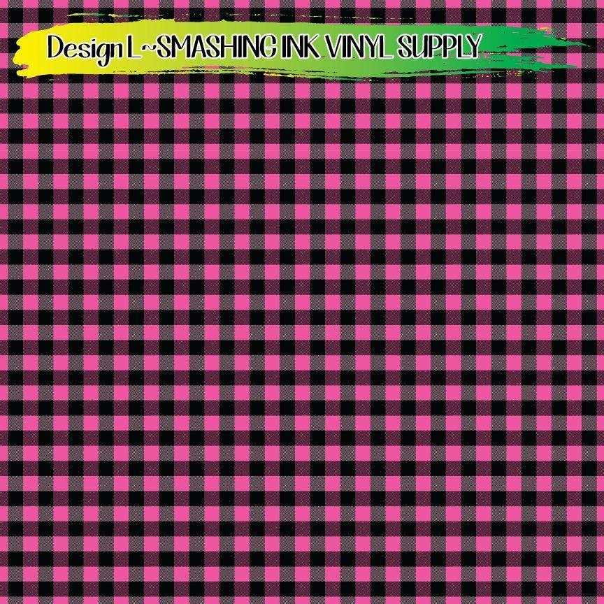 Light Pink Buffalo Plaid ★ Printed Vinyl Sheets | Faux Leather | Laser Safe