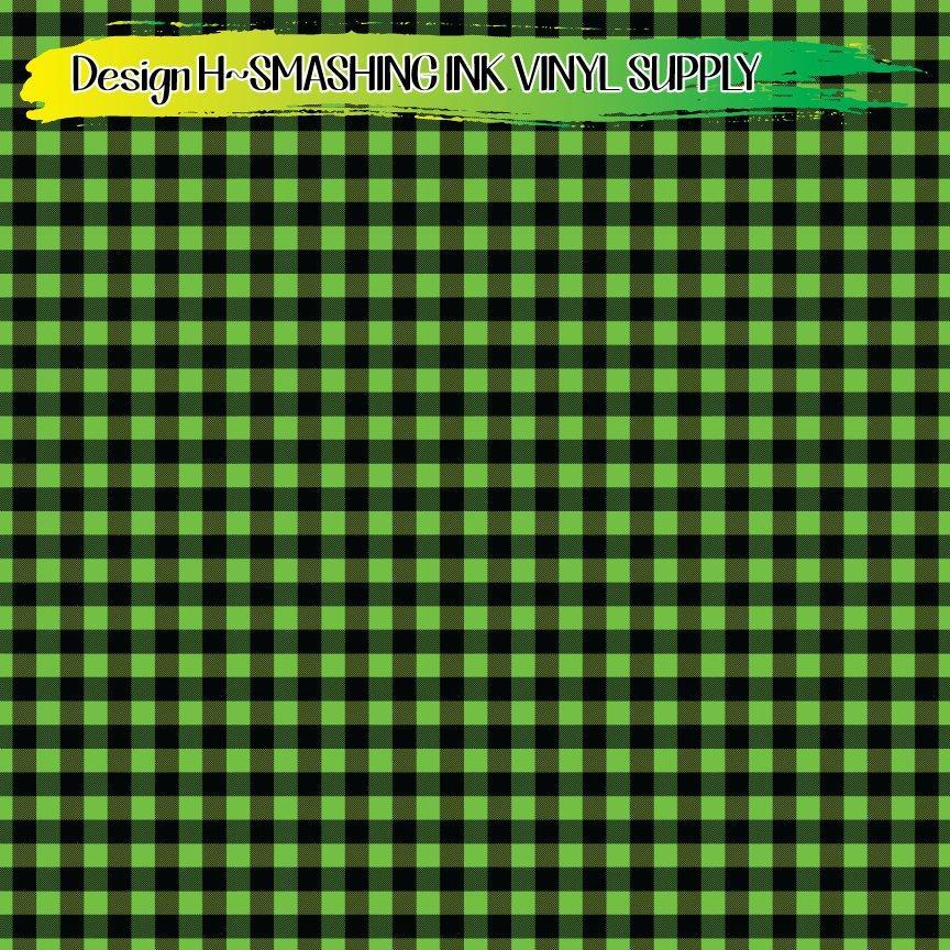 Light Green Buffalo Plaid ★ Printed Vinyl Sheets | Faux Leather | Laser Safe