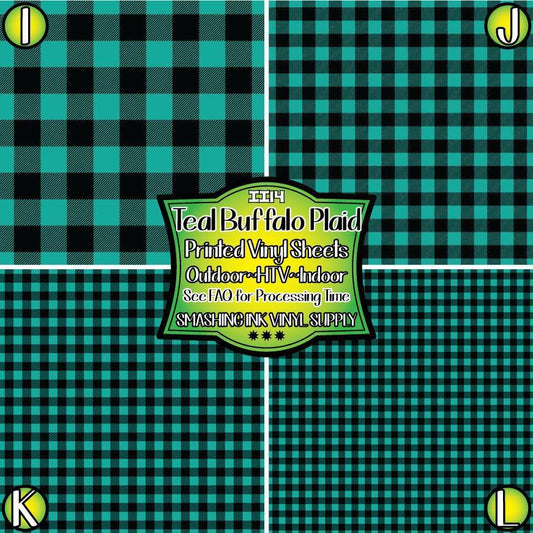 Teal Buffalo Plaid ★ Pattern Vinyl | Faux Leather | Sublimation (TAT 3 BUS DAYS)