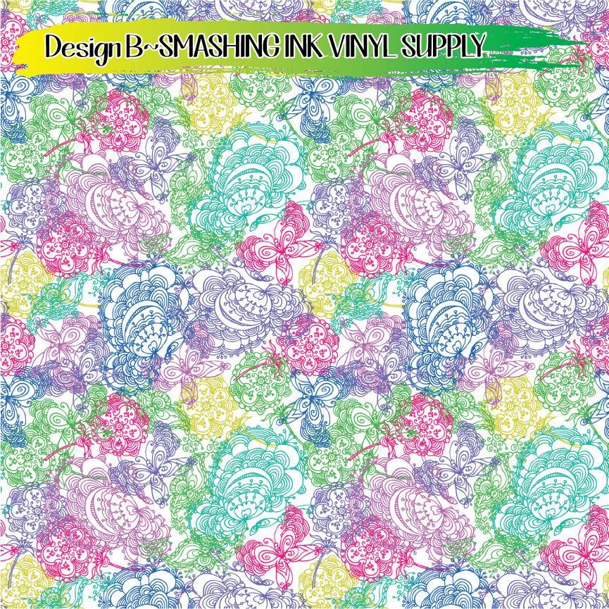 Abstract Floral ★ Pattern Vinyl | Faux Leather | Sublimation (TAT 3 BUS DAYS)
