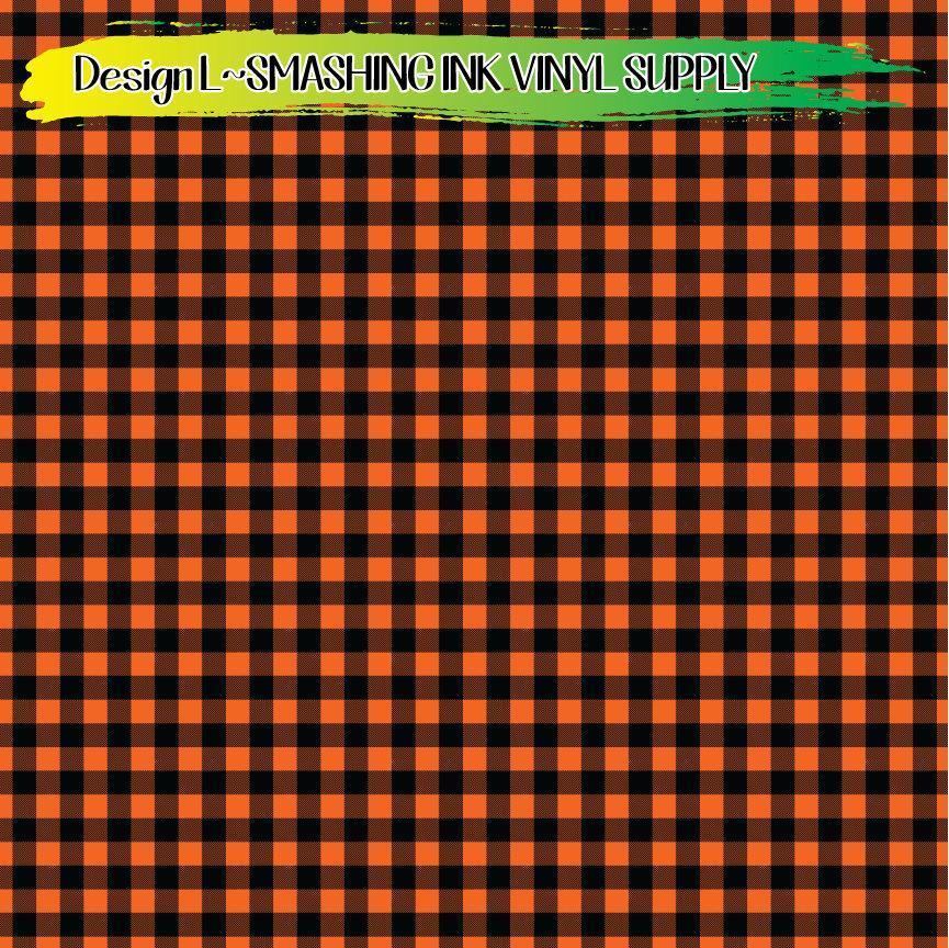Orange Buffalo Plaid ★ Printed Vinyl Sheets | Faux Leather | Laser Safe