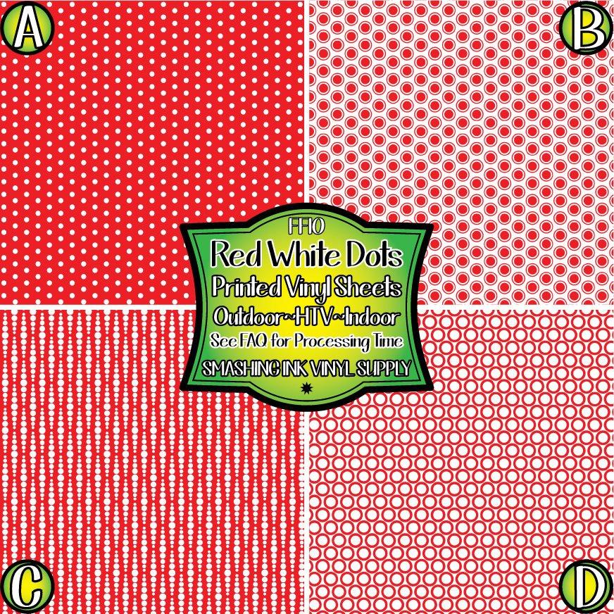 Red White Polka Dot ★ Printed Vinyl Sheets | Faux Leather | Laser Safe