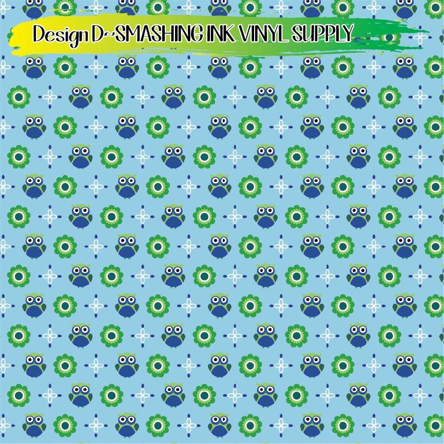 Cute Owl Pattern ★ Printed Vinyl Sheets | Faux Leather | Laser Safe
