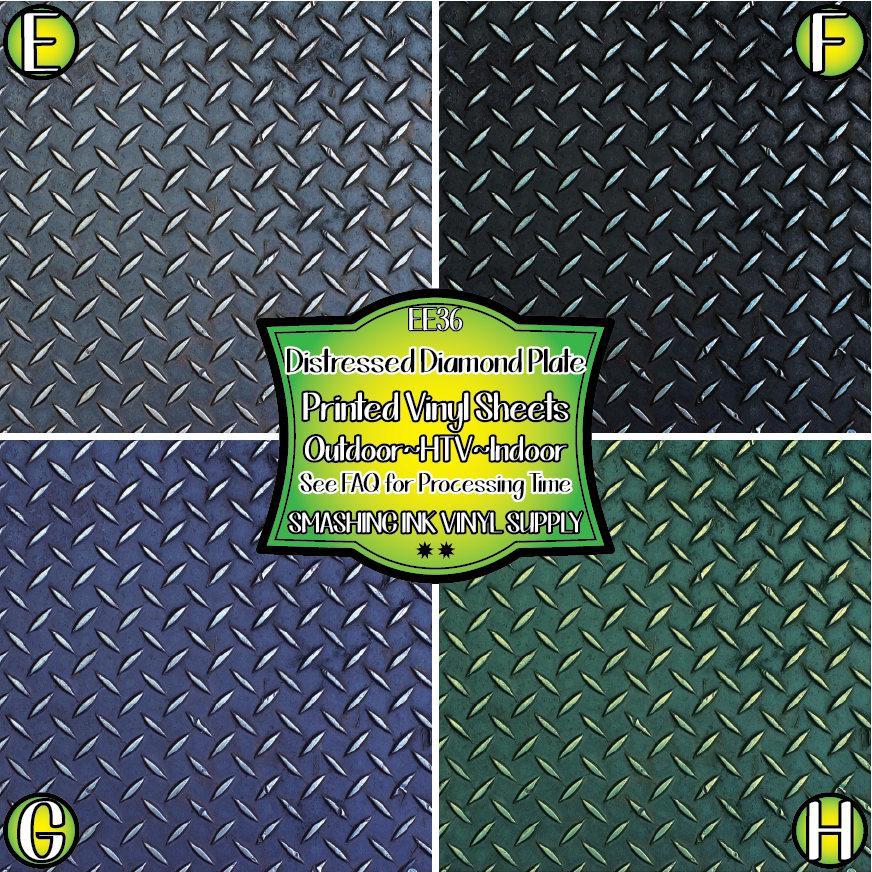 Distress Diamond Plate ★ Printed Vinyl Sheets | Faux Leather | Laser Safe