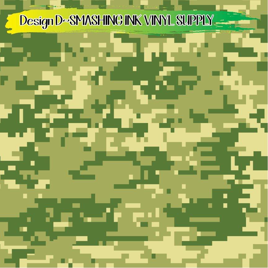 Green Camo Printed ★ Printed Vinyl Sheets | Faux Leather | Laser Safe