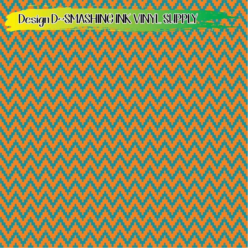 Orange and Teal Pattern ★ Printed Vinyl Sheets | Faux Leather | Laser Safe