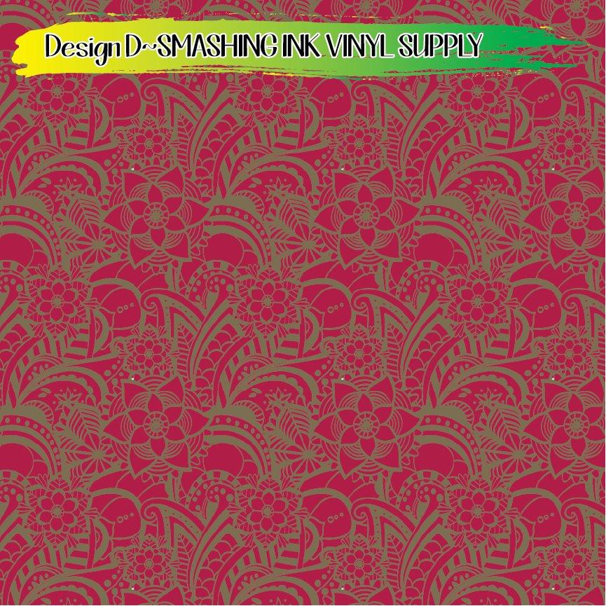 Burgundy and Gold ★ Printed Vinyl Sheets | Faux Leather | Laser Safe