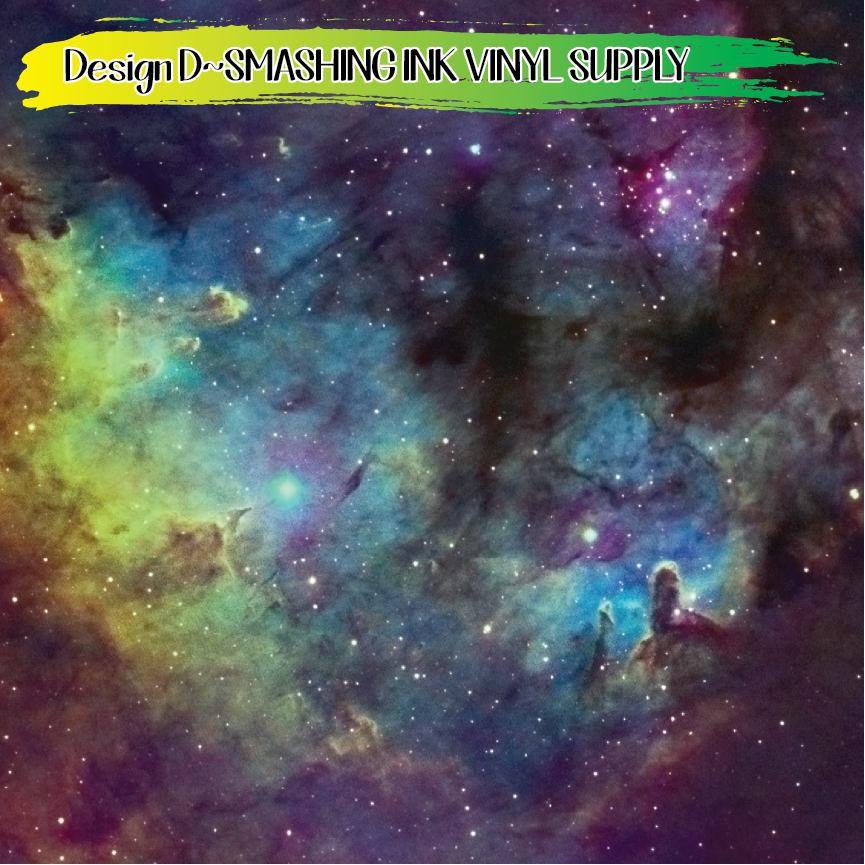 Green Galaxy Space ★ Printed Vinyl Sheets | Faux Leather | Laser Safe