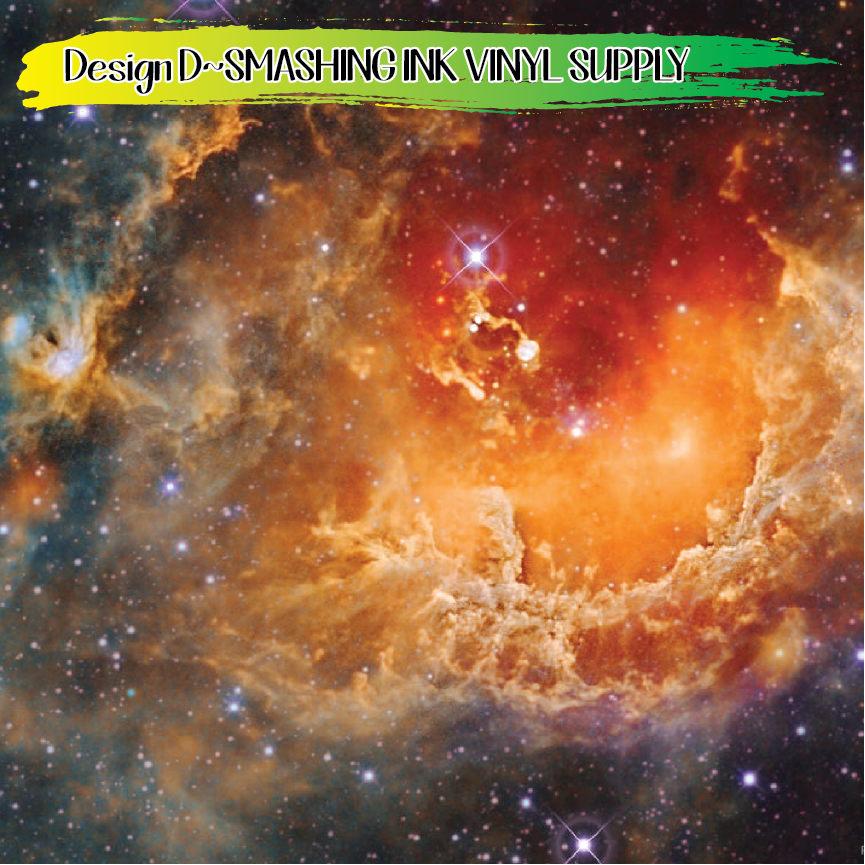 Orange Galaxy Space ★ Printed Vinyl Sheets | Faux Leather | Laser Safe