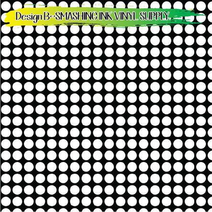 Black White Dotted ★ Pattern Vinyl | Faux Leather | Sublimation (TAT 3 BUS DAYS)