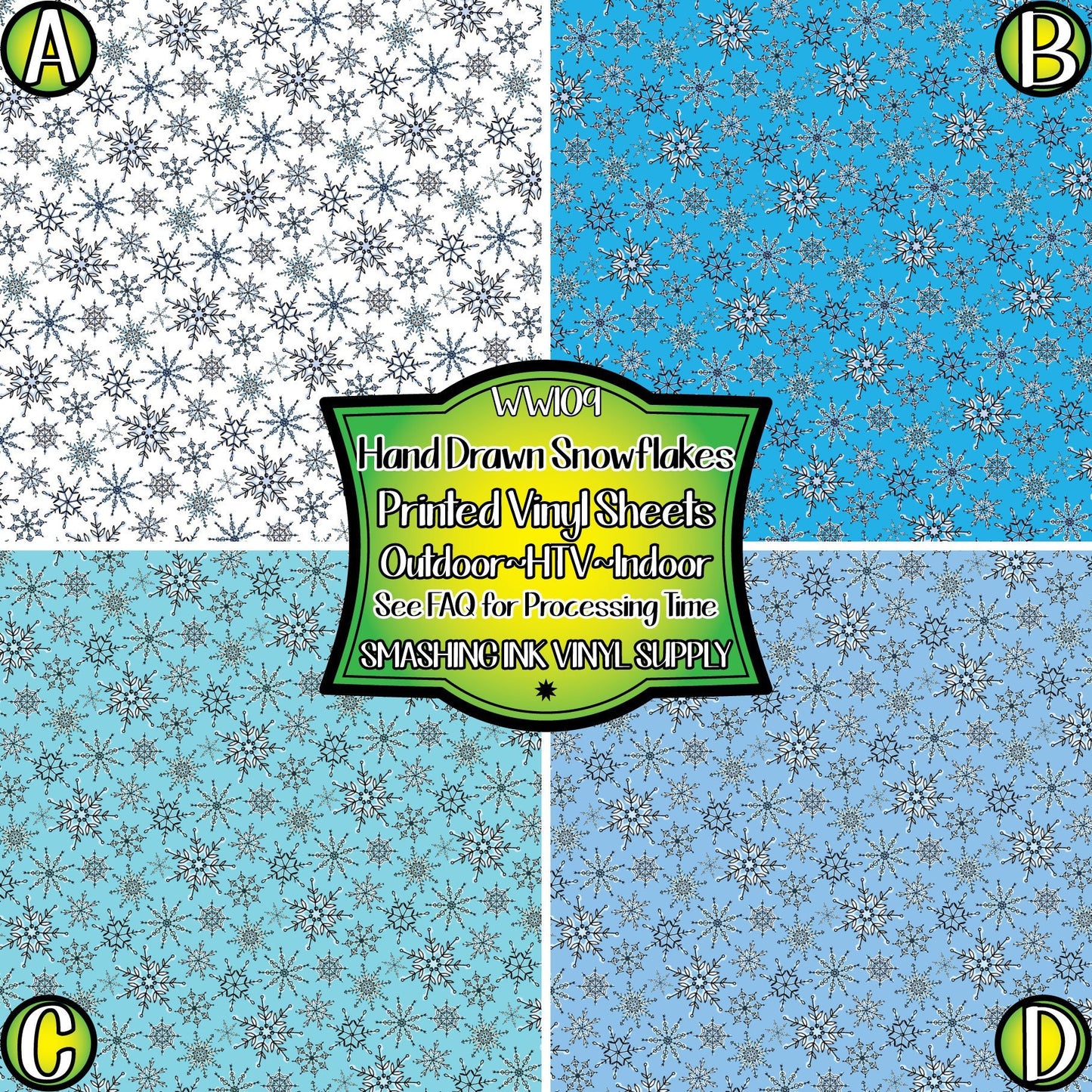 Snowflake Watercolor ★ Pattern Vinyl | Faux Leather | Sublimation (TAT 3 BUS DAYS)