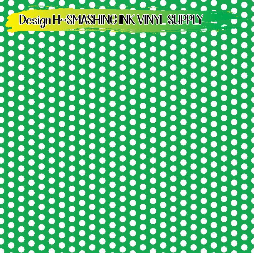 Green White PolkaDot ★ Printed Vinyl Sheets | Faux Leather | Laser Safe