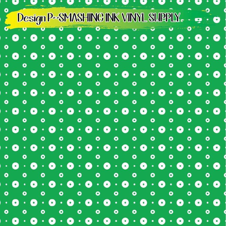 Green White Dots ★ Printed Vinyl Sheets | Faux Leather | Laser Safe