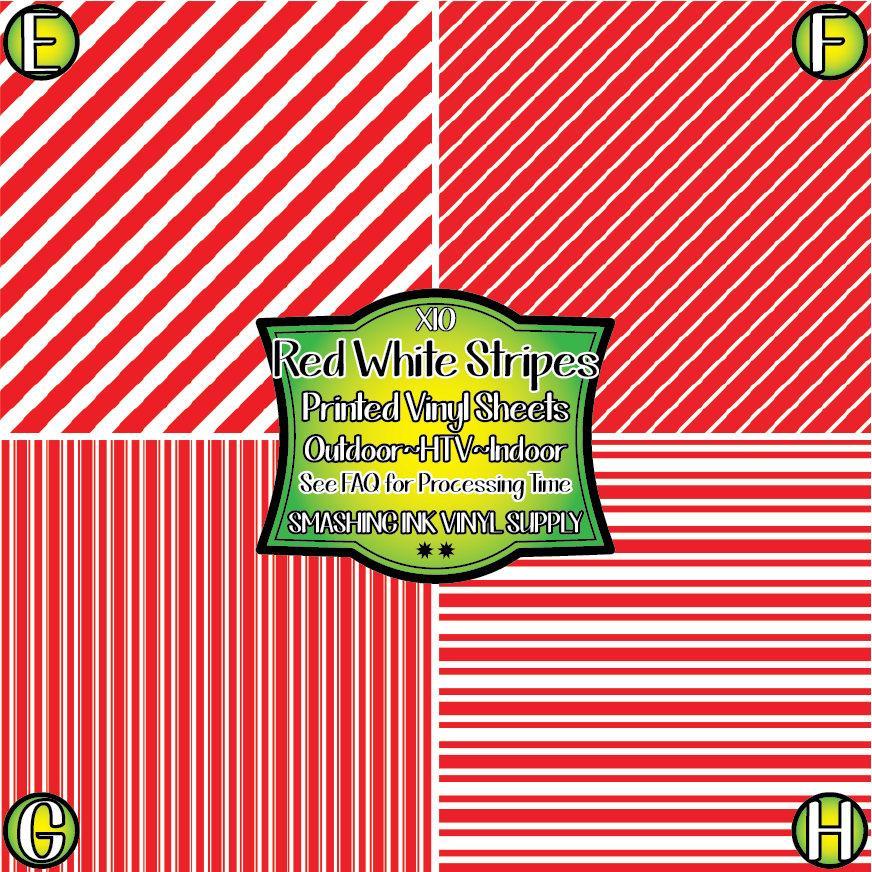 Red White Striped ★ Printed Vinyl Sheets | Faux Leather | Laser Safe