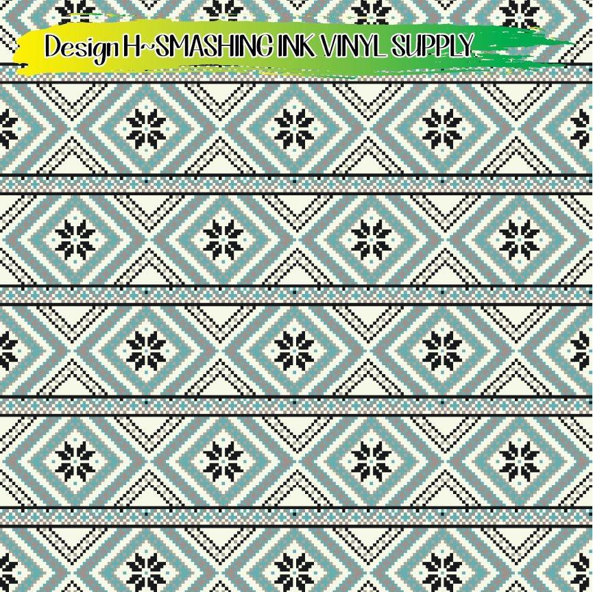 Winter Pixel Pattern ★ Printed Vinyl Sheets | Faux Leather | Laser Safe