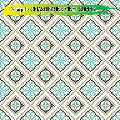 Winter Pixel Pattern ★ Pattern Vinyl | Faux Leather | Sublimation (TAT 3 BUS DAYS)