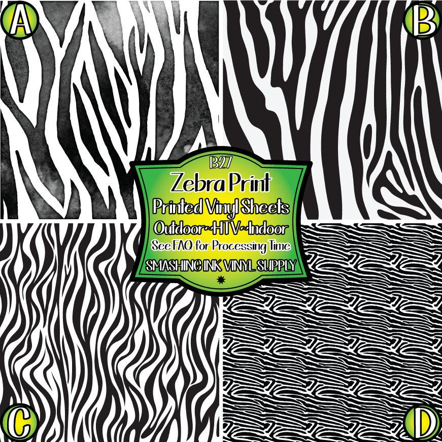 Zebra Animal Print ★ Printed Vinyl Sheets | Faux Leather | Laser Safe