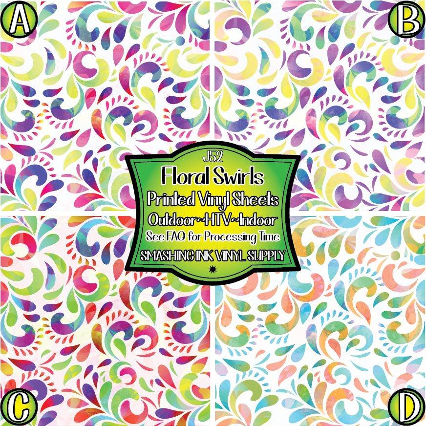 Floral Swirls ★ Printed Vinyl Sheets | Faux Leather | Laser Safe