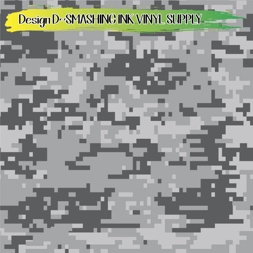 Grey Camo Print ★ Printed Vinyl Sheets | Faux Leather | Laser Safe