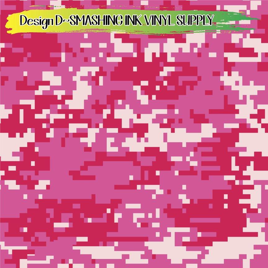 Pink Camo Print ★ Printed Vinyl Sheets | Faux Leather | Laser Safe