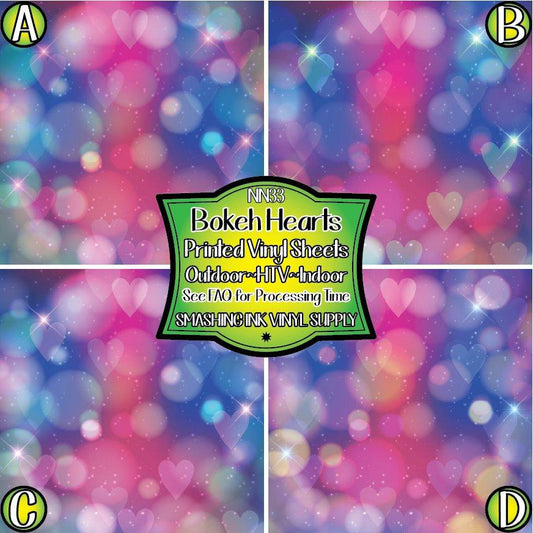 Bokeh Heart  Pattern ★ Printed Sheets | Faux Leather | Laser Safe