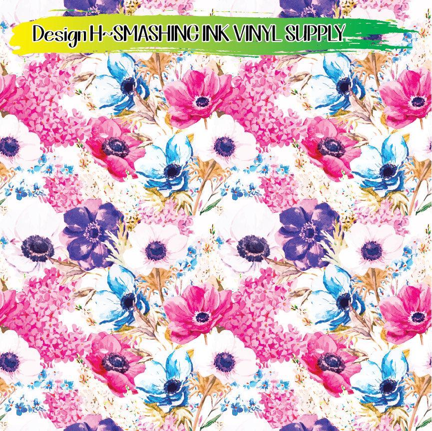 Floral Watercolor ★ Printed Vinyl Sheets | Faux Leather | Laser Safe