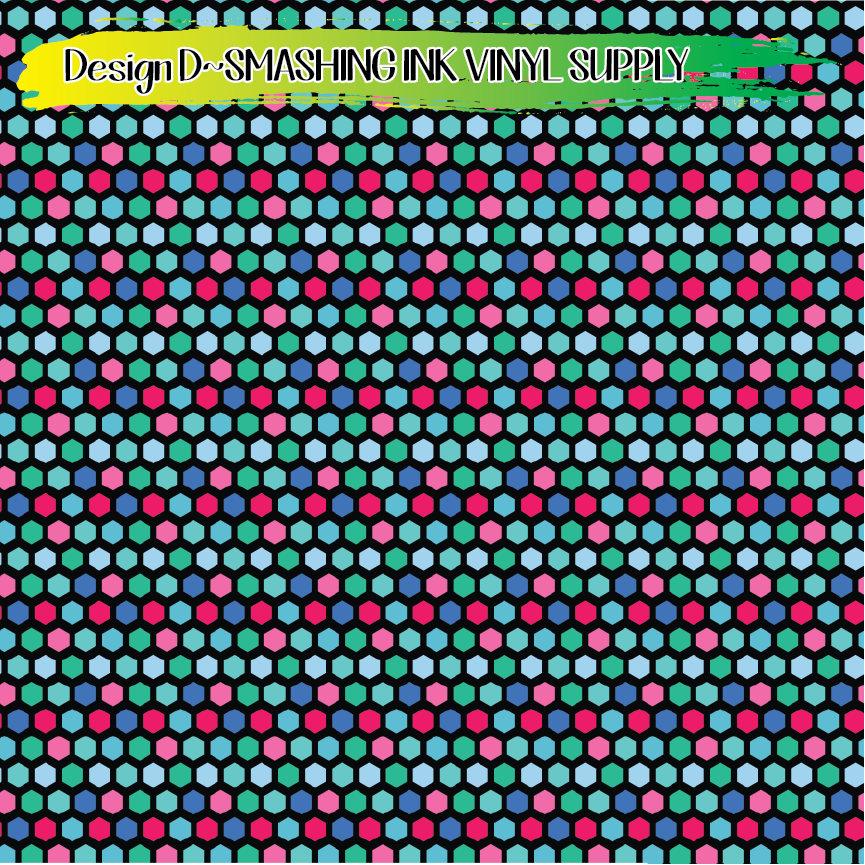 Colorful Hexagon ★ Printed Vinyl Sheets | Faux Leather | Laser Safe