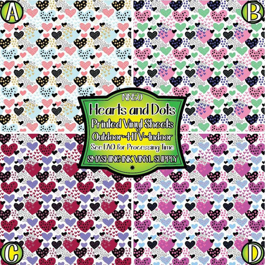 Hearts and Dots ★ Printed Sheets | Faux Leather | Laser Safe