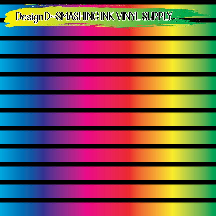 Rainbow Black Stripe ★ Printed Vinyl Sheets | Faux Leather | Laser Safe