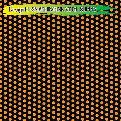 Black Orange Polka Dot ★ Pattern Vinyl | Faux Leather | Sublimation (TAT 3 BUS DAYS)
