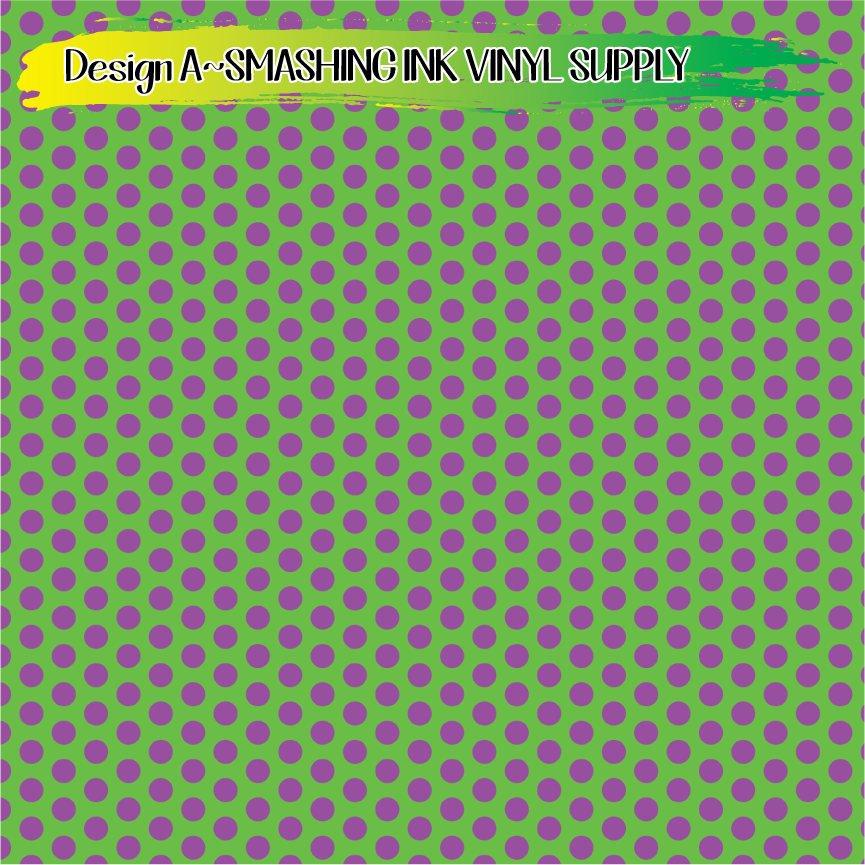 Purple Green Polka Dots ★ Pattern Vinyl | Faux Leather | Sublimation (TAT 3 BUS DAYS)
