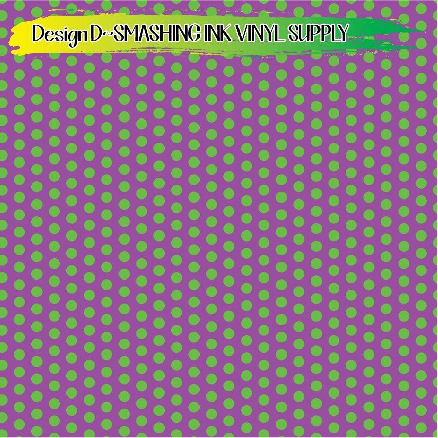 Purple Green Polka Dots ★ Printed Vinyl Sheets | Faux Leather | Laser Safe