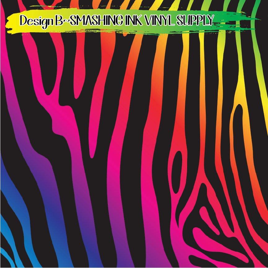 Rainbow Zebra Print ★ Printed Sheets | Faux Leather | Laser Safe