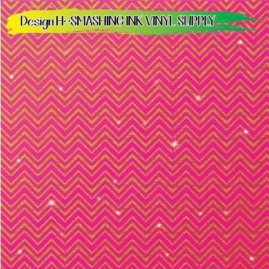 Gold Glitter Chevron ★ Printed Vinyl Sheets | Faux Leather | Laser Safe