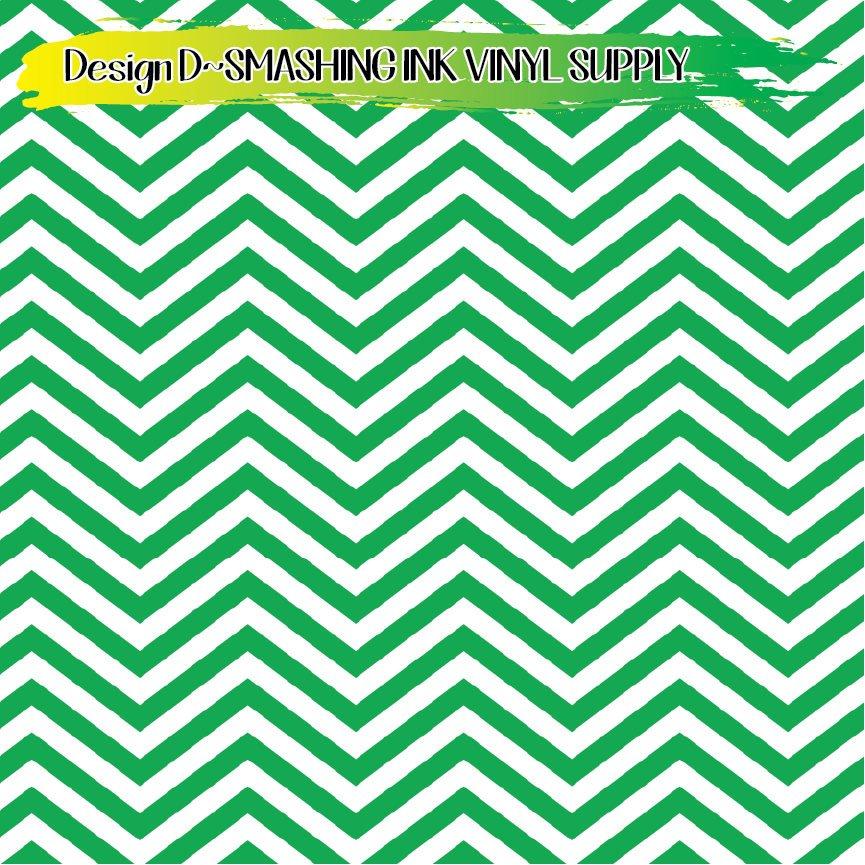 Green White Chevron ★ Printed Vinyl Sheets | Faux Leather | Laser Safe