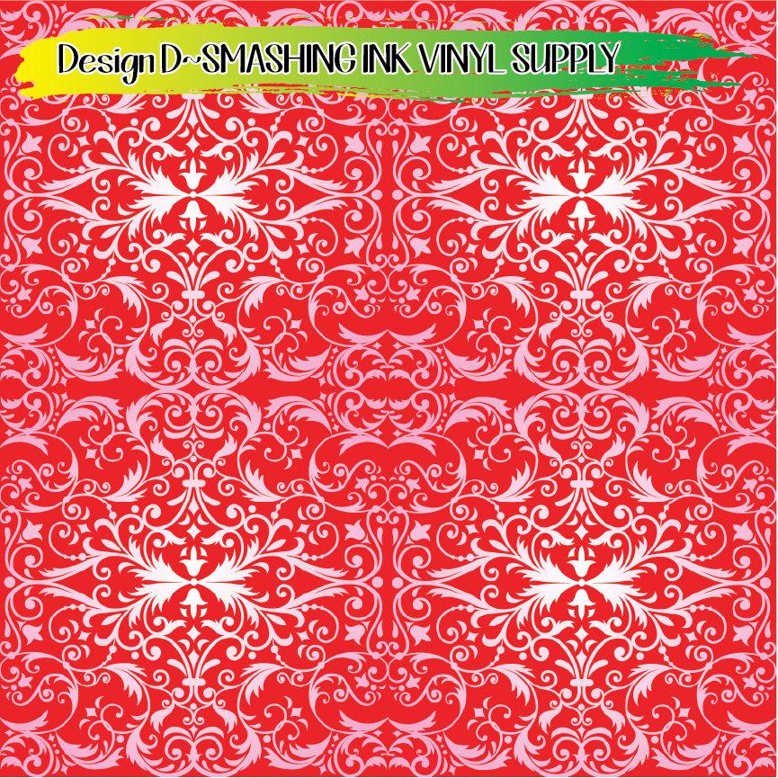 Pink Damask Pattern ★ Printed Vinyl Sheets | Faux Leather | Laser Safe