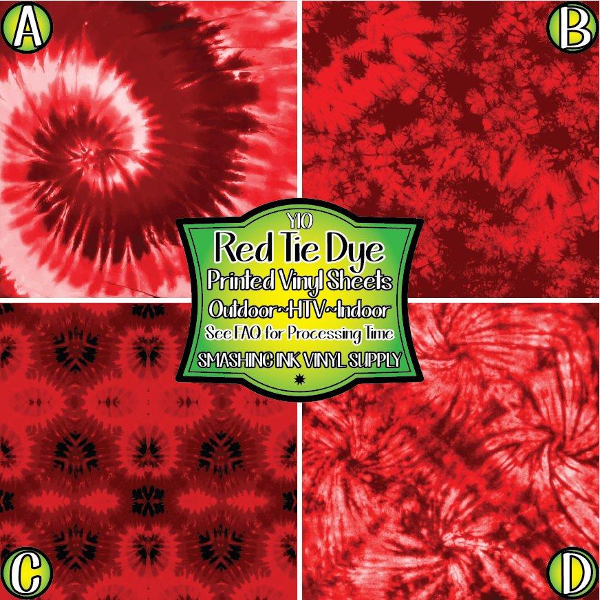 Red Tie Dye ★ Printed Vinyl Sheets | Faux Leather | Laser Safe